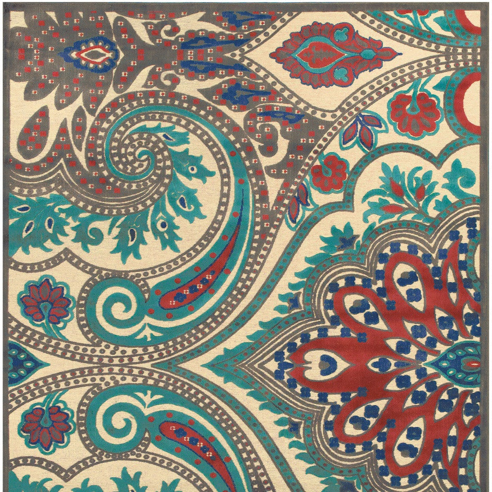 Stylish 8x11 Paisley Area Rug in Elegant Tan, Blue, and Taupe for Any Room