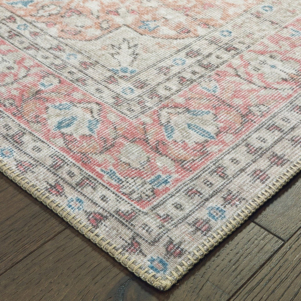 Luxurious Ivory and Soft Pink Oriental-Style Area Rug with Exquisite Floral Motif for Elegant Living Spaces