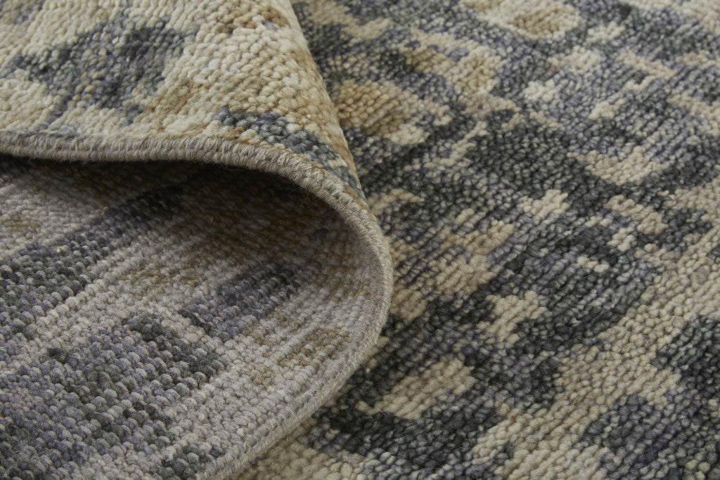 Artisan Hand-Knotted Wool Area Rug: Unique Abstract Design, Stain-Resistant for Comfort
