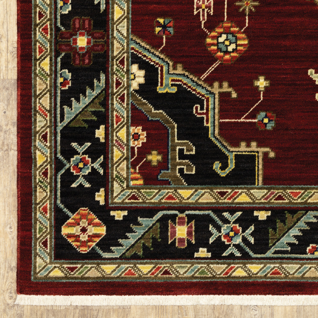 Vibrantly Colored Oriental Design Stain Resistant Area Runner Rug with Fringe in Red, Ivory, Blue, and Orange for Home Decor