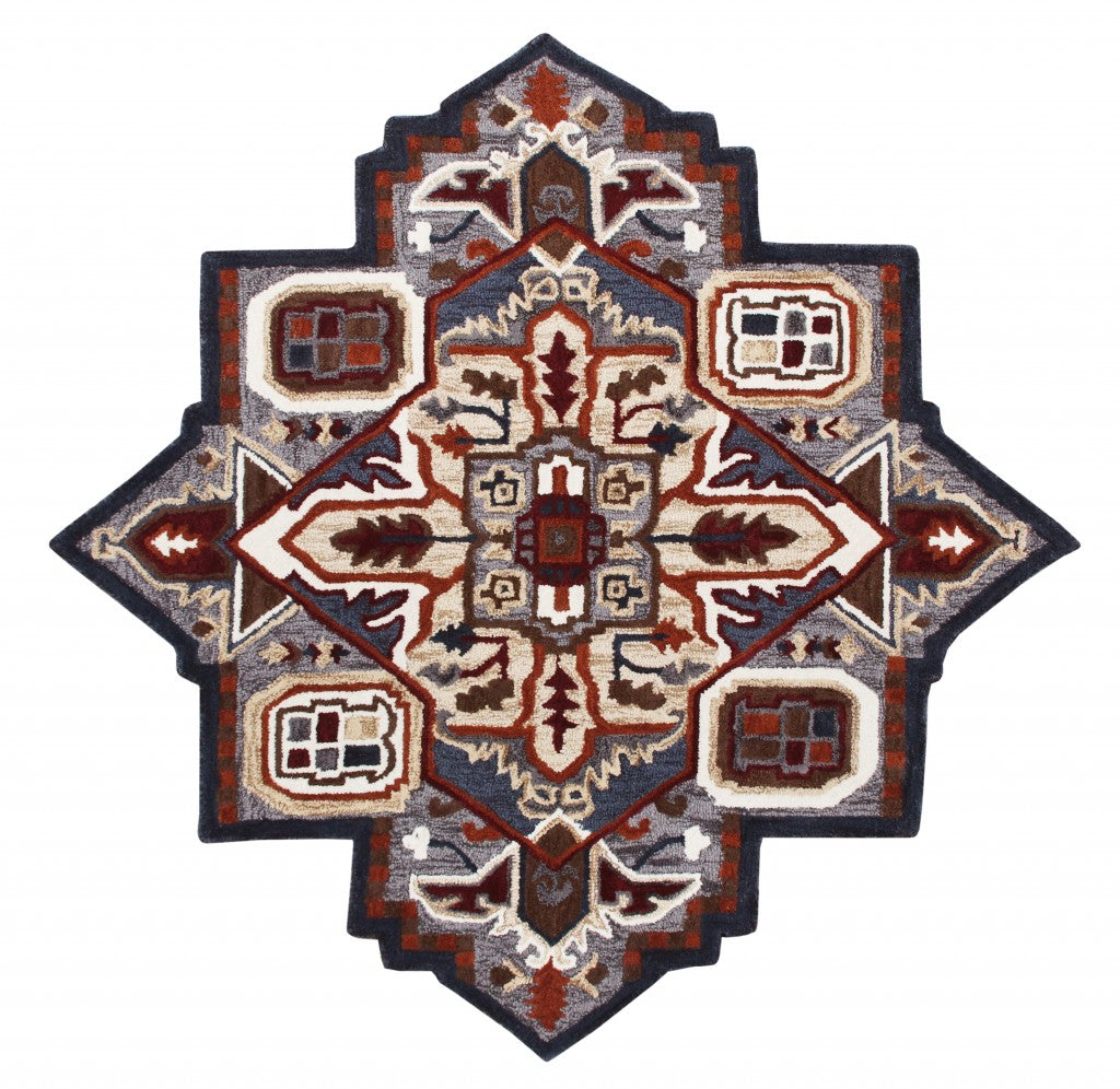 Eco-Friendly Hand-Tufted Maroon and Gray Medallion Area Rug for Luxurious Home Comfort