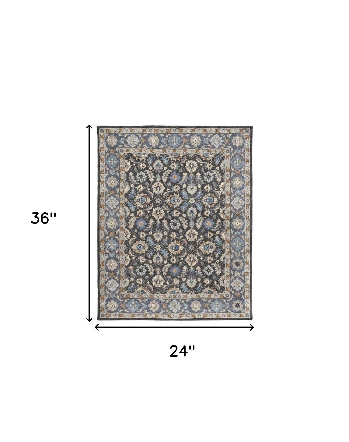 Exquisite Handmade Wool Floral Area Rug - Stain-Resistant with Inviting Taupe Blue and Ivory Design for Home Decor