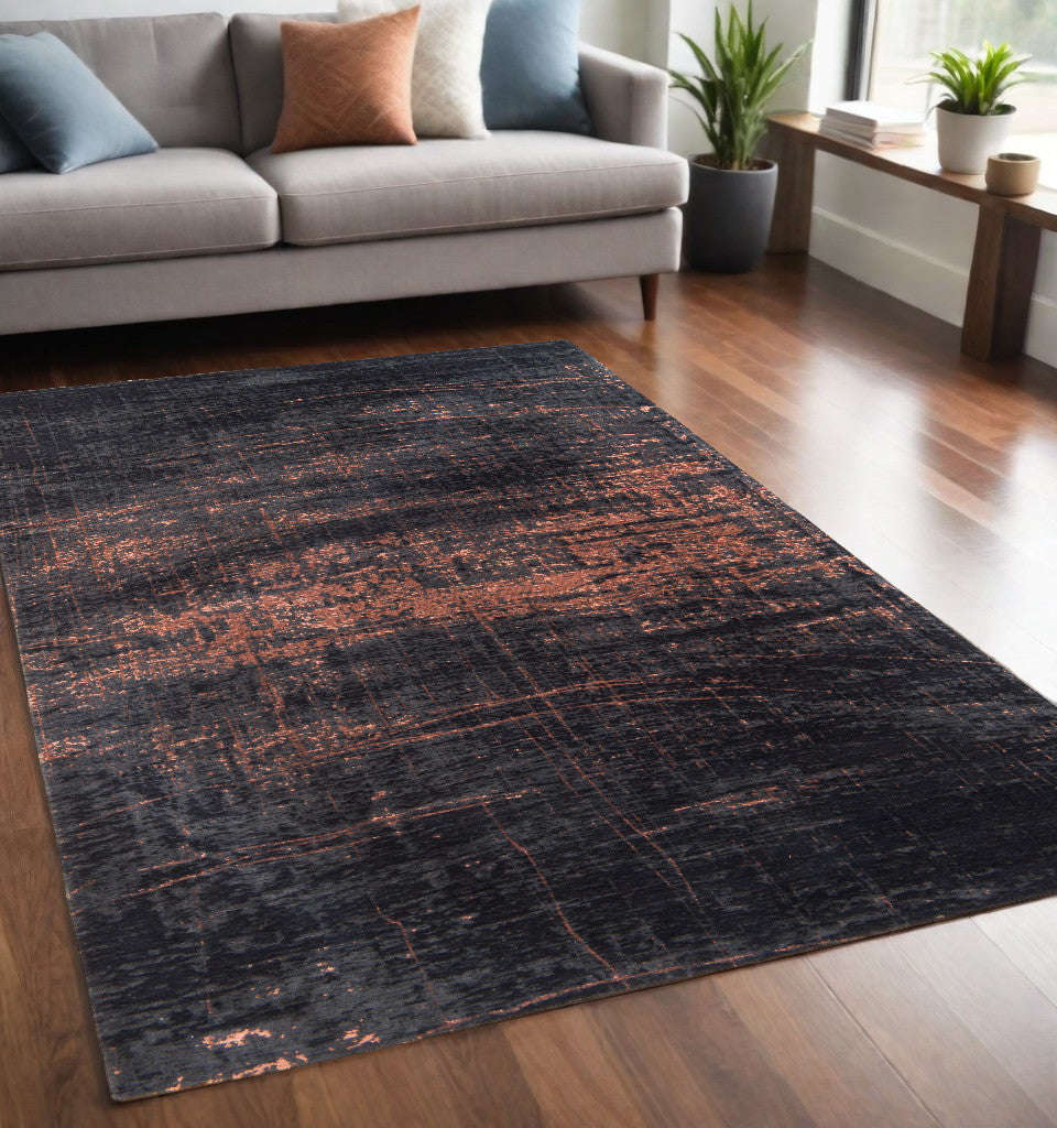 Exquisite 5' x 7' Black and Gold Abstract Non-Slip Area Rug for Stylish Home Makeover