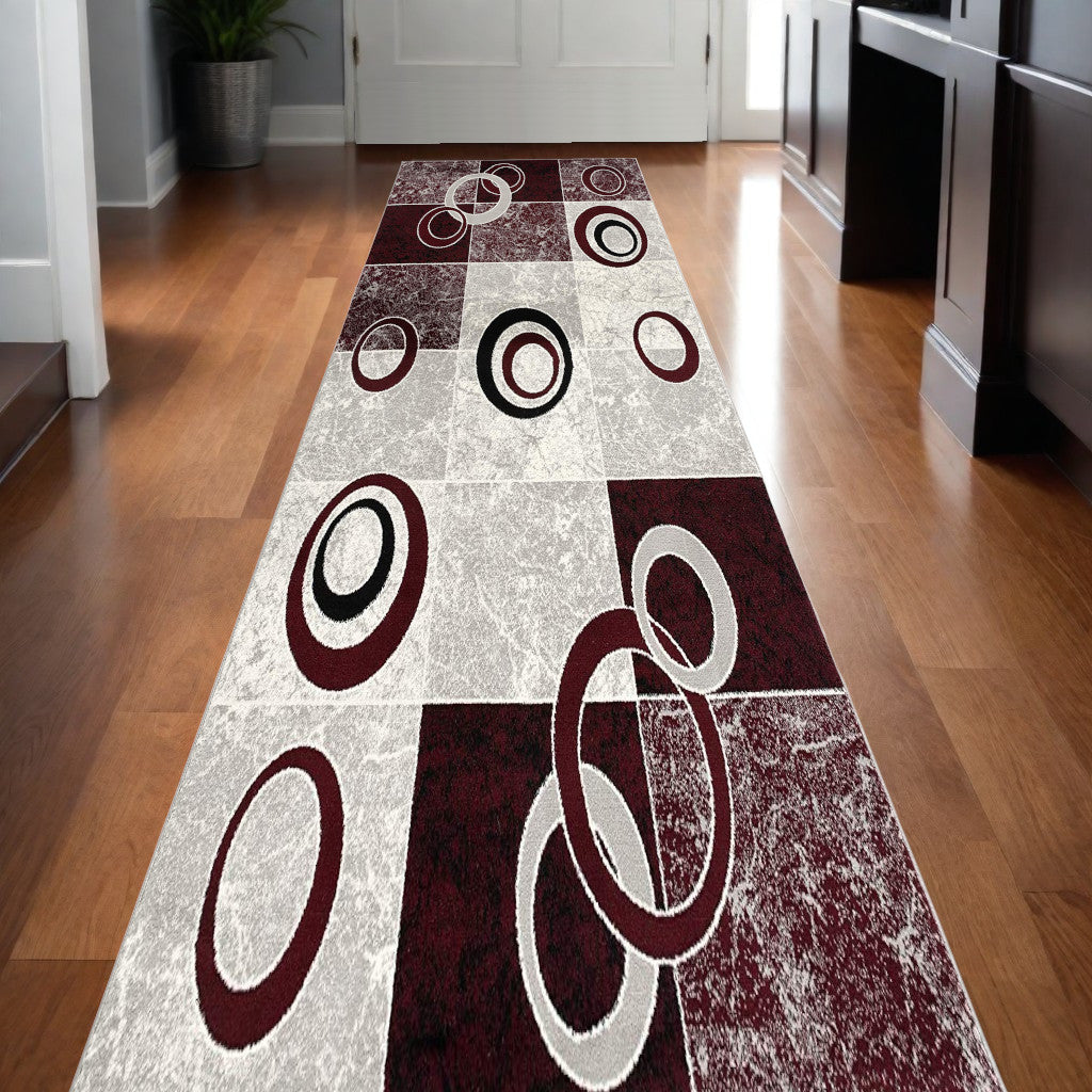 Stylish Red Abstract Dhurrie Runner Rug for Interior Decoration – Enhance Your Living Space with Artistic Design and Warmth!