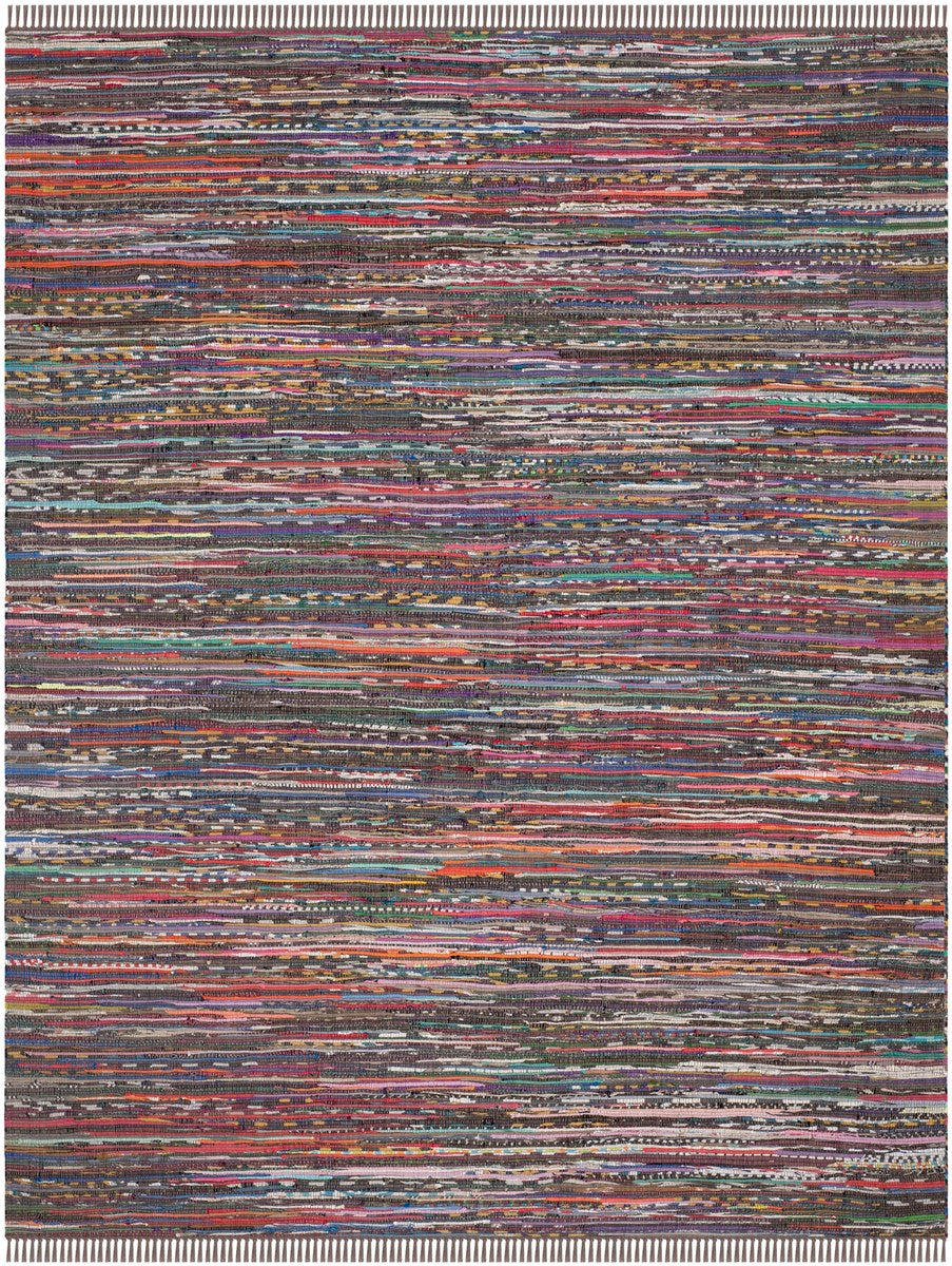 Chic Hand-Woven Cotton Pile Rag Rug: Colorful Artisanal Design for Casual Areas