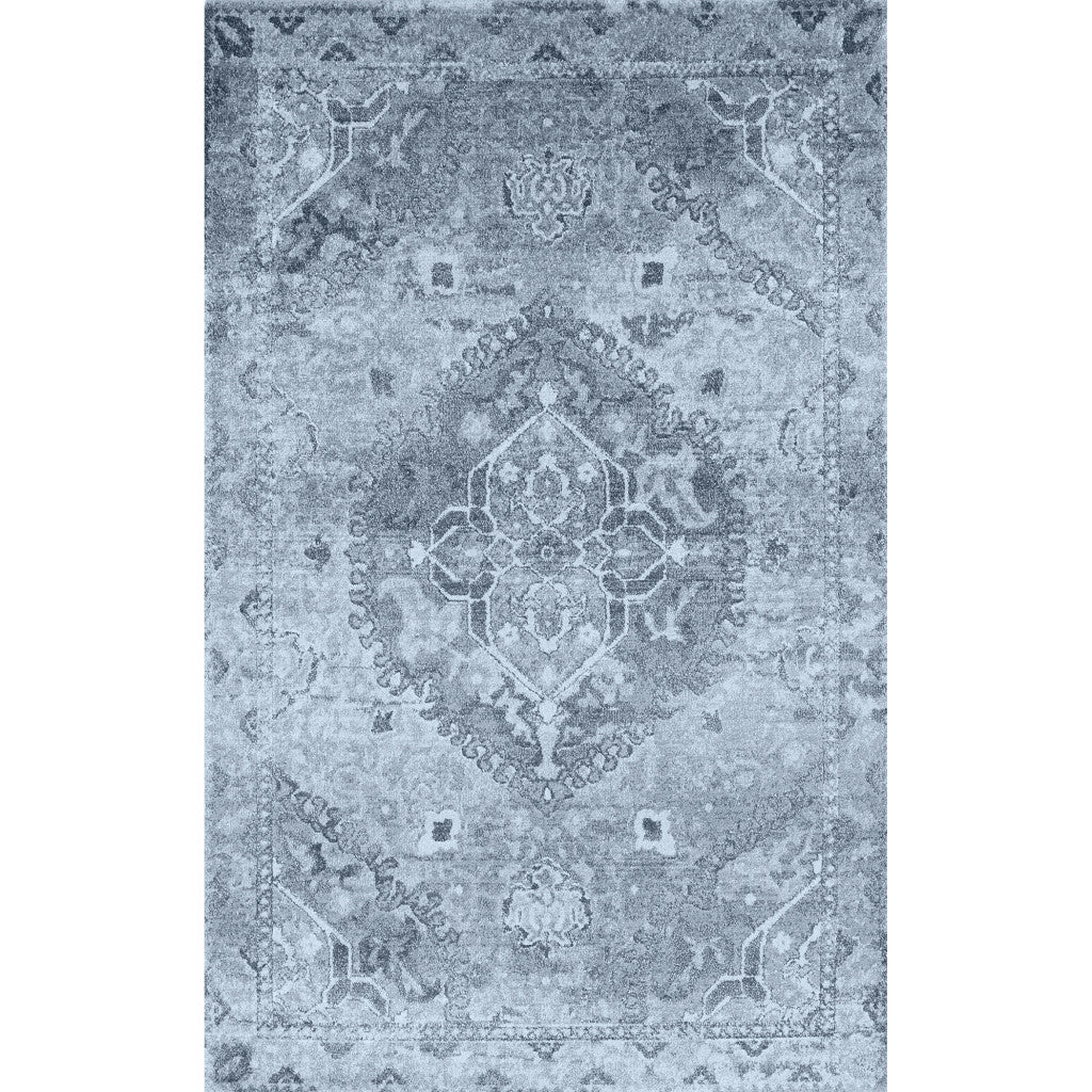 Exquisite 10-Foot by 13-Foot Blue and Ivory Oriental-Style Area Rug for Timeless Home Elegance Enhancement