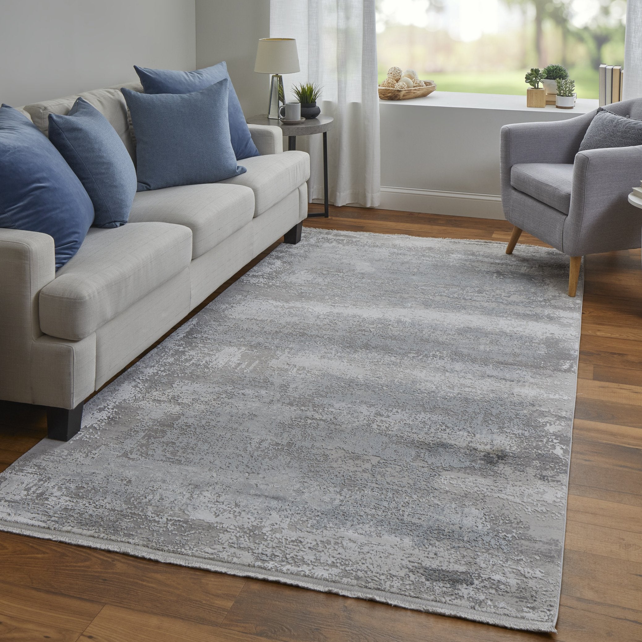Luxurious Machine-Woven Cadiz Abstract Watercolor Area Rug with Spanish Elegance Inspirations