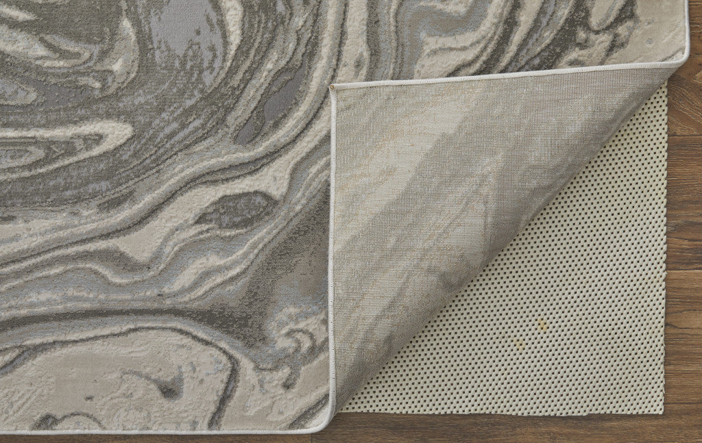 Stain-Resistant Gray Abstract Polypropylene Area Rug with Modern Design, Ideal for Family Homes with Kids and Pets