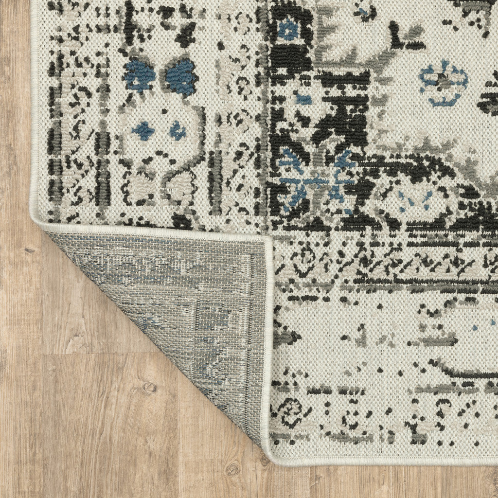 Exquisite Stain-Resistant Blue and Beige Oriental Area Rug for Indoor/Outdoor Home Use