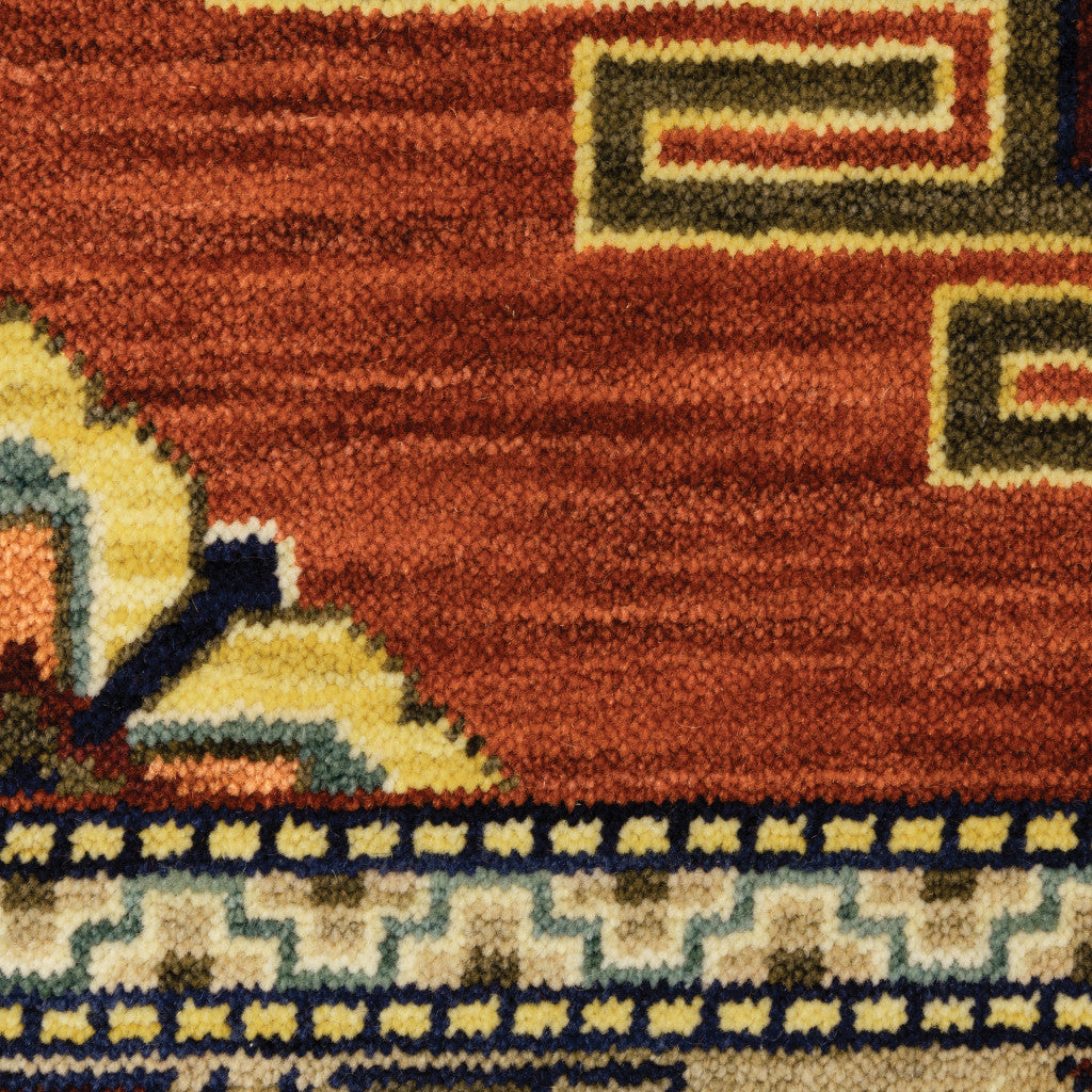 Stain-Resistant Red, Gold & Blue Oriental Area Rug - Stylish for Any Space