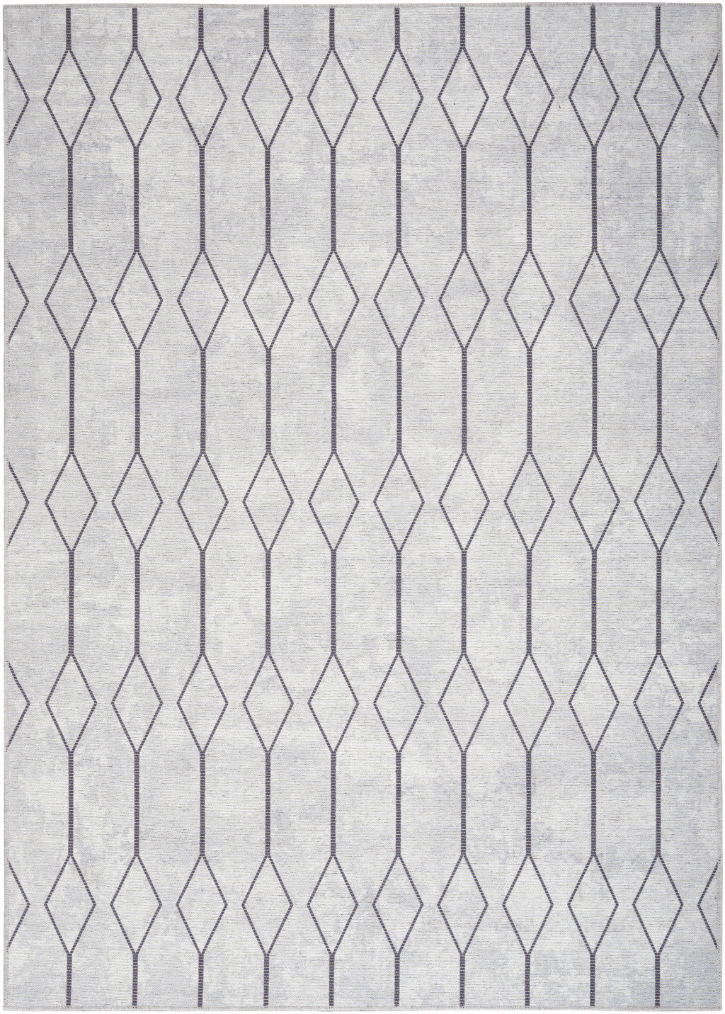 Stylish Ivory and Gray Geometric Power Loom Area Rug for Cozy Living Spaces - 4 Feet by 6 Feet Size