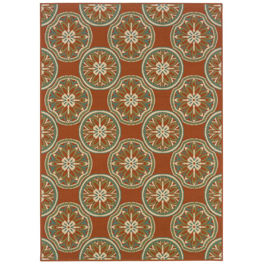 Exquisite Stain-Resistant Floral Outdoor and Indoor Area Rug in Brown, Blue, and Ivory Design for Elegant Spaces