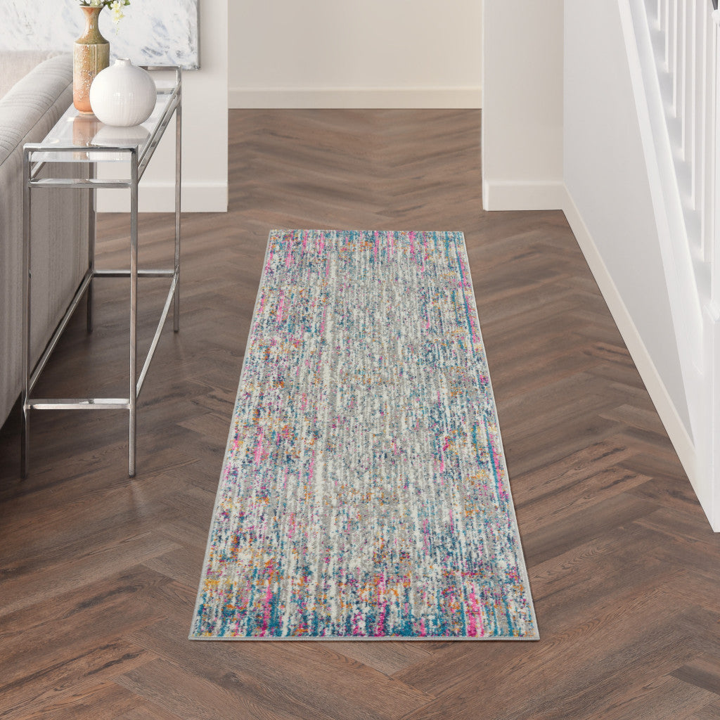 8' x 10' Pink and Ivory Abstract Power Loom Area Rug for Stylish and Warm Spaces