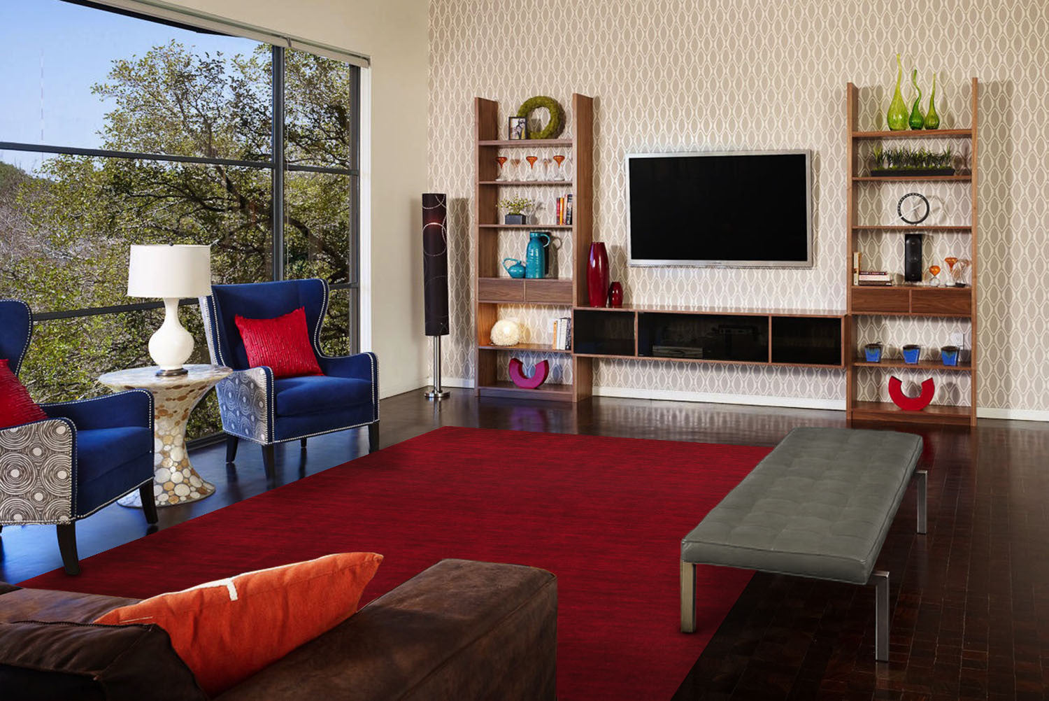 Stain-Resistant Hand Woven Wool Blend Area Rug with Unique Artisan-Crafted Design for Contemporary Modern Spaces