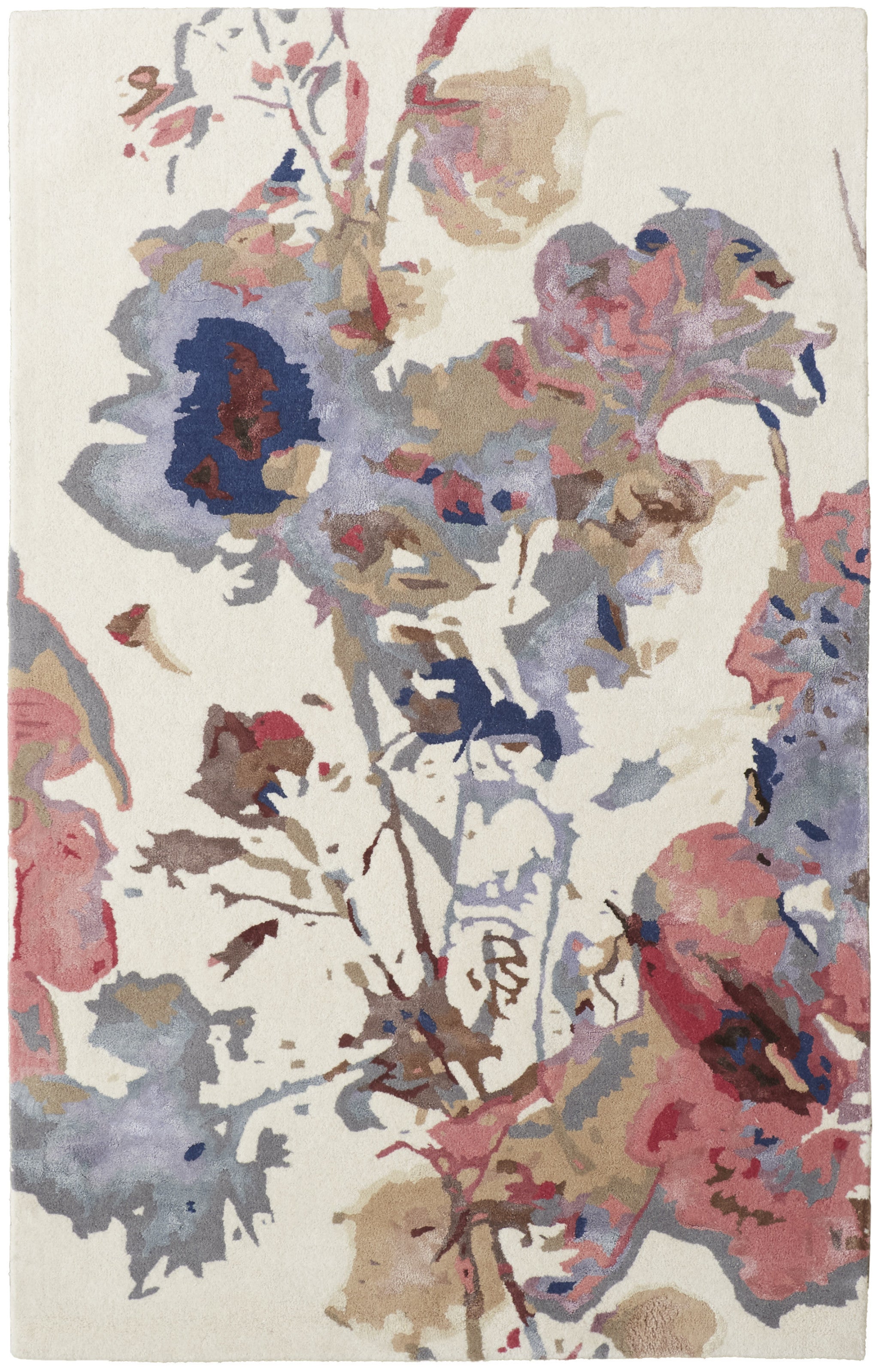 Exquisite Hand-Tufted Wool Area Rug in Elegant Ivory and Blue for Cozy Homes