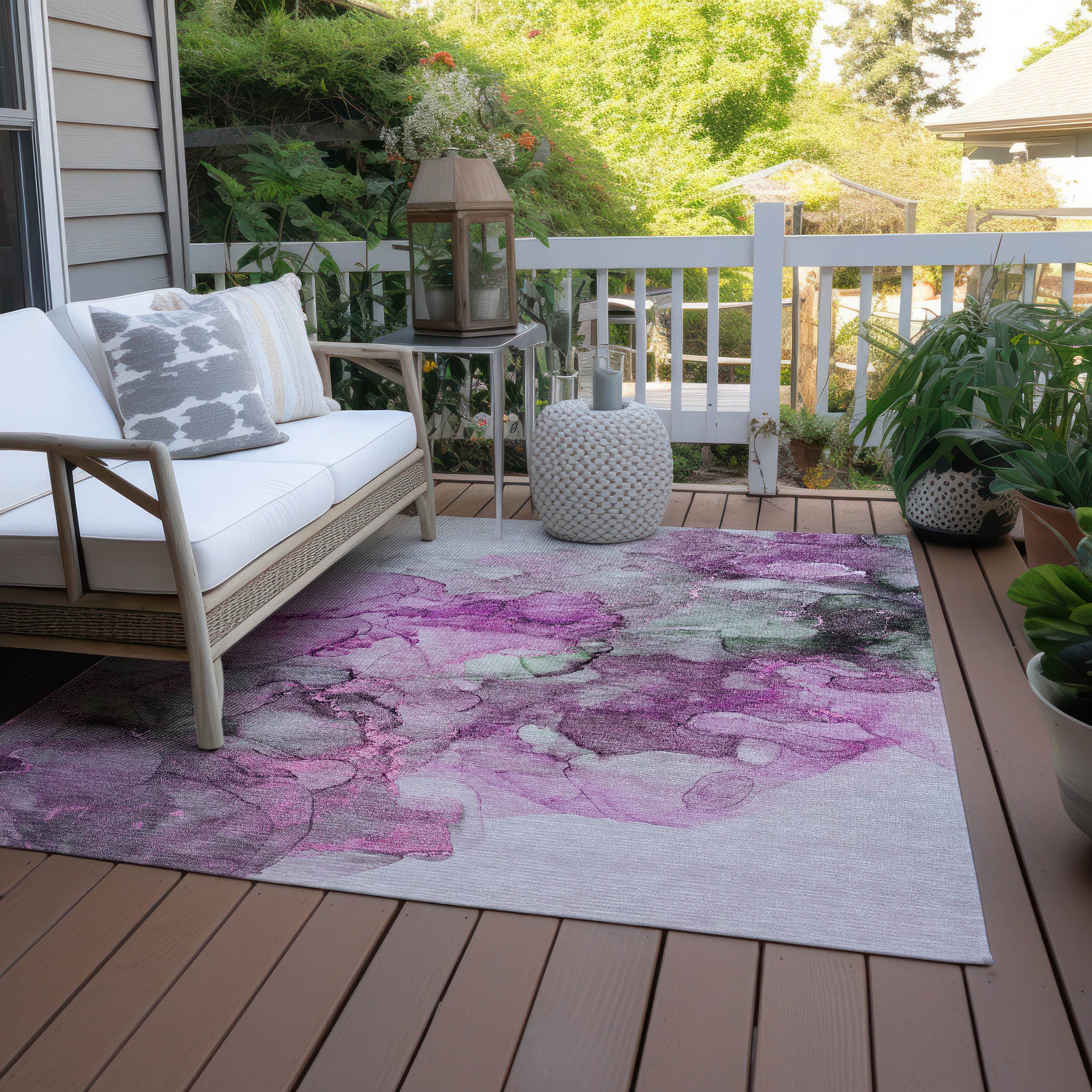 Stylish and Functional Green Abstract Washable Indoor-Outdoor Runner Rug with Stain-Resistant and Non-Skid Features