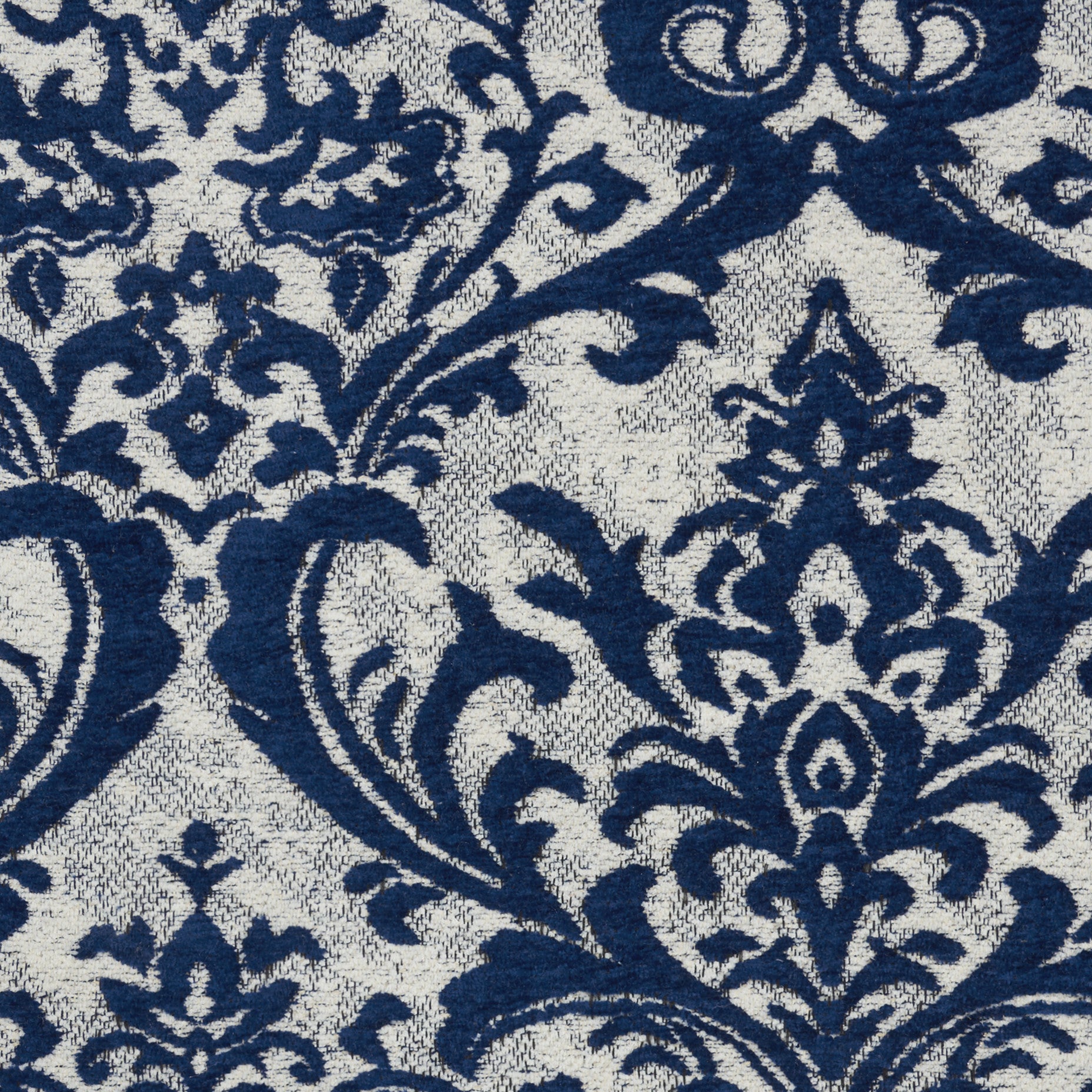 Stylish 5' x 7' Navy Blue and Ivory Distressed Damask Area Rug for Home Decor