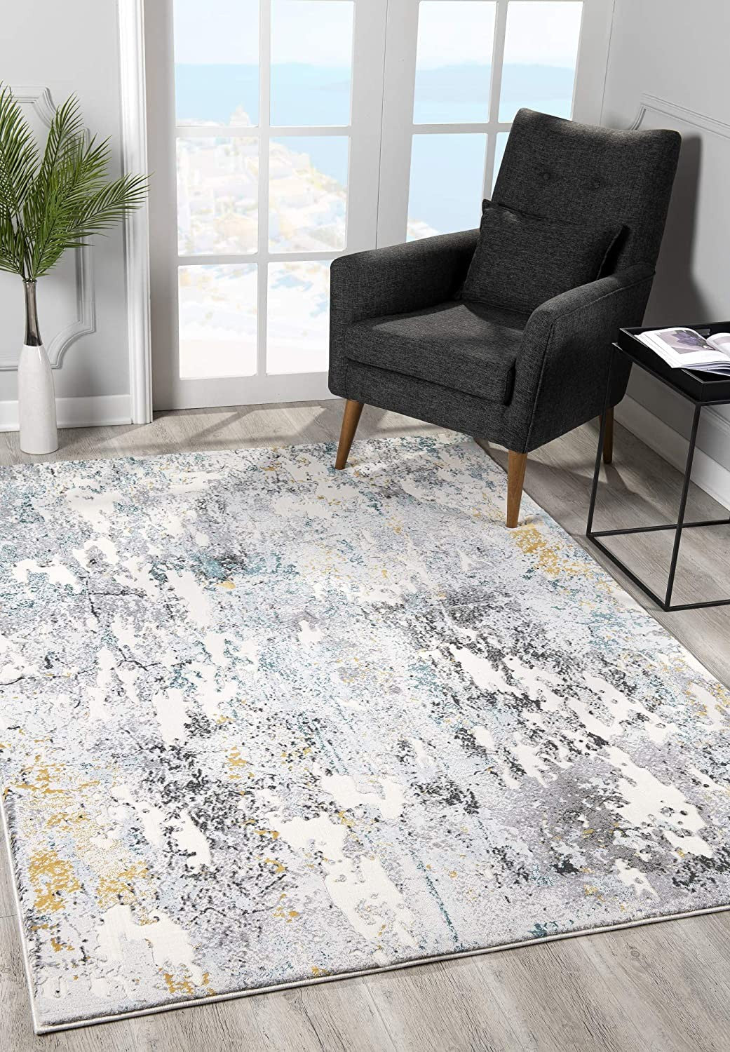 Stylish Gray Abstract Power Loom Rectangle Area Rug for Elegant Home Decor