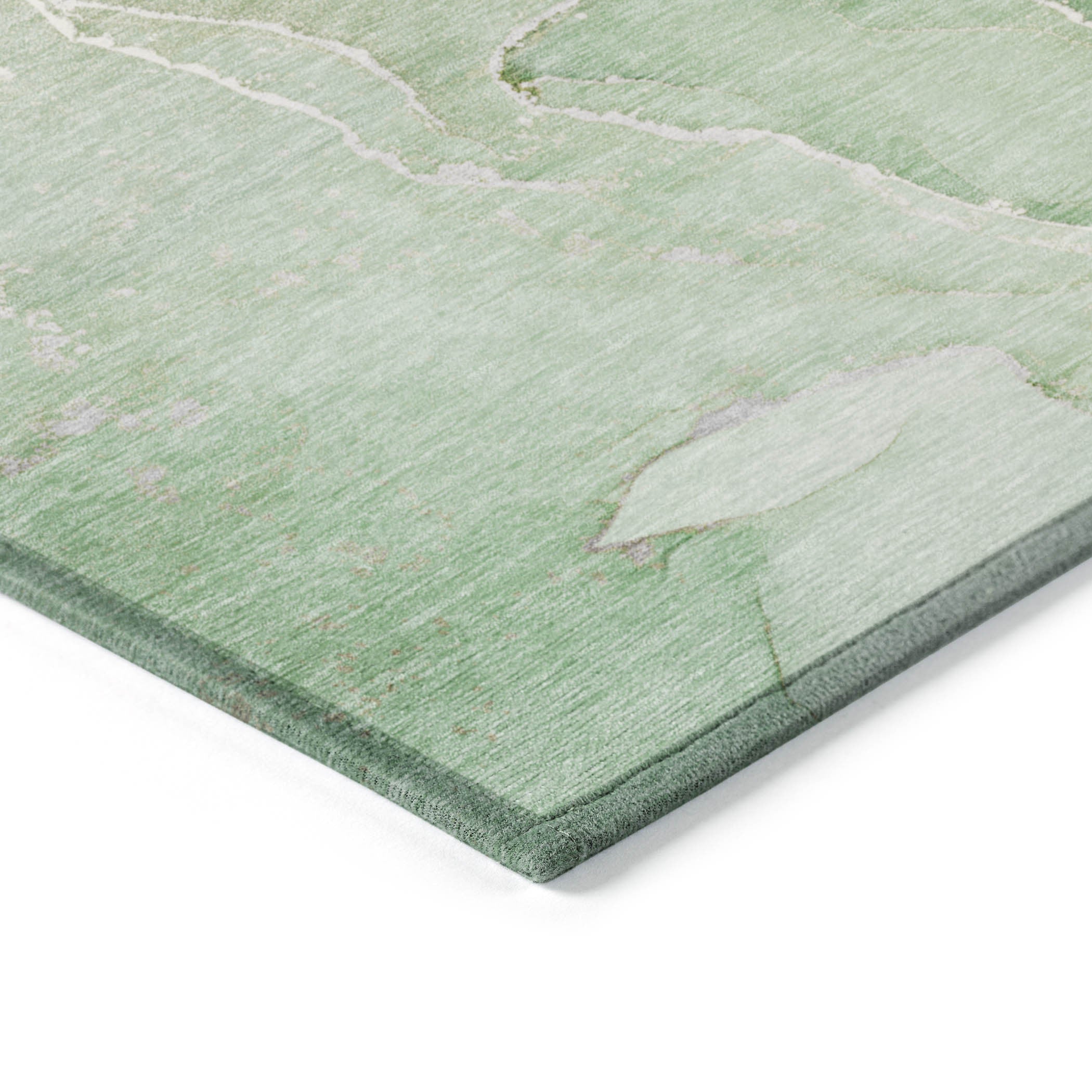 Stylish Washable & Stain-Resistant Green Abstract Indoor-Outdoor Runner Rug with Non-Skid Design