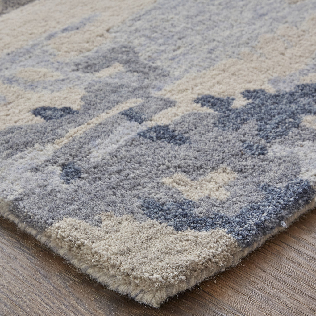 Exquisite Handcrafted Abstract Wool Area Rug with Stain - Resistant Blue, Gray, and Ivory Design for Every Space in Your Home