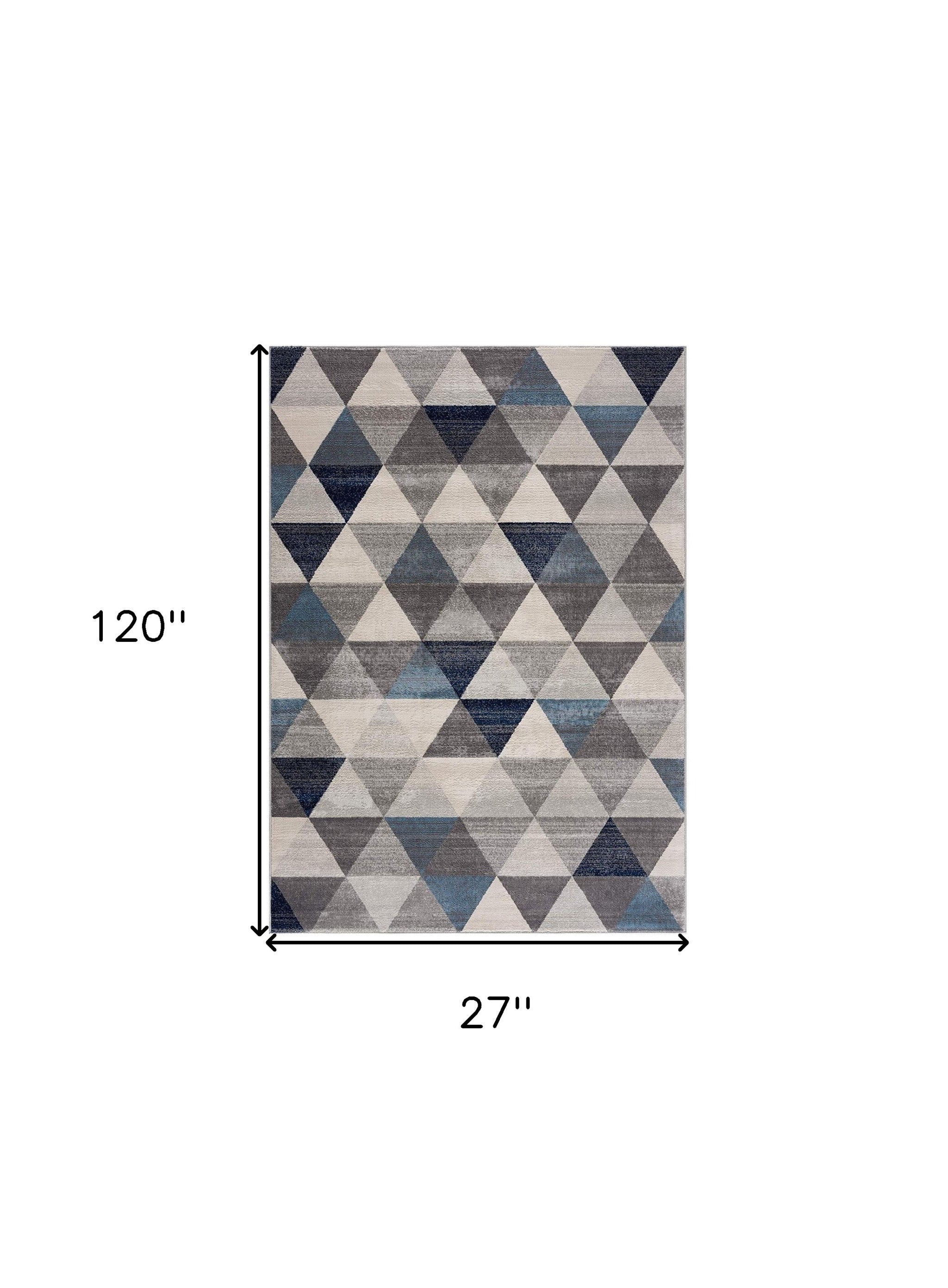 Luxurious, Stain-Resistant Navy Blue Geometric Diamond Area Rug for Modern Spaces