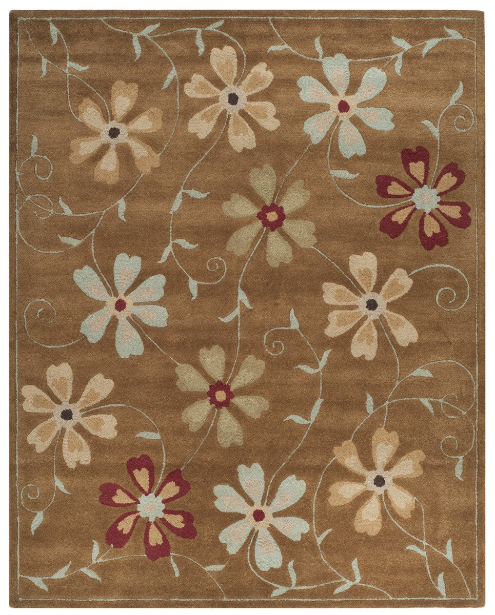 Stylish Hand-Woven Colorful Wool Blossom Rug for Country Casual Interiors