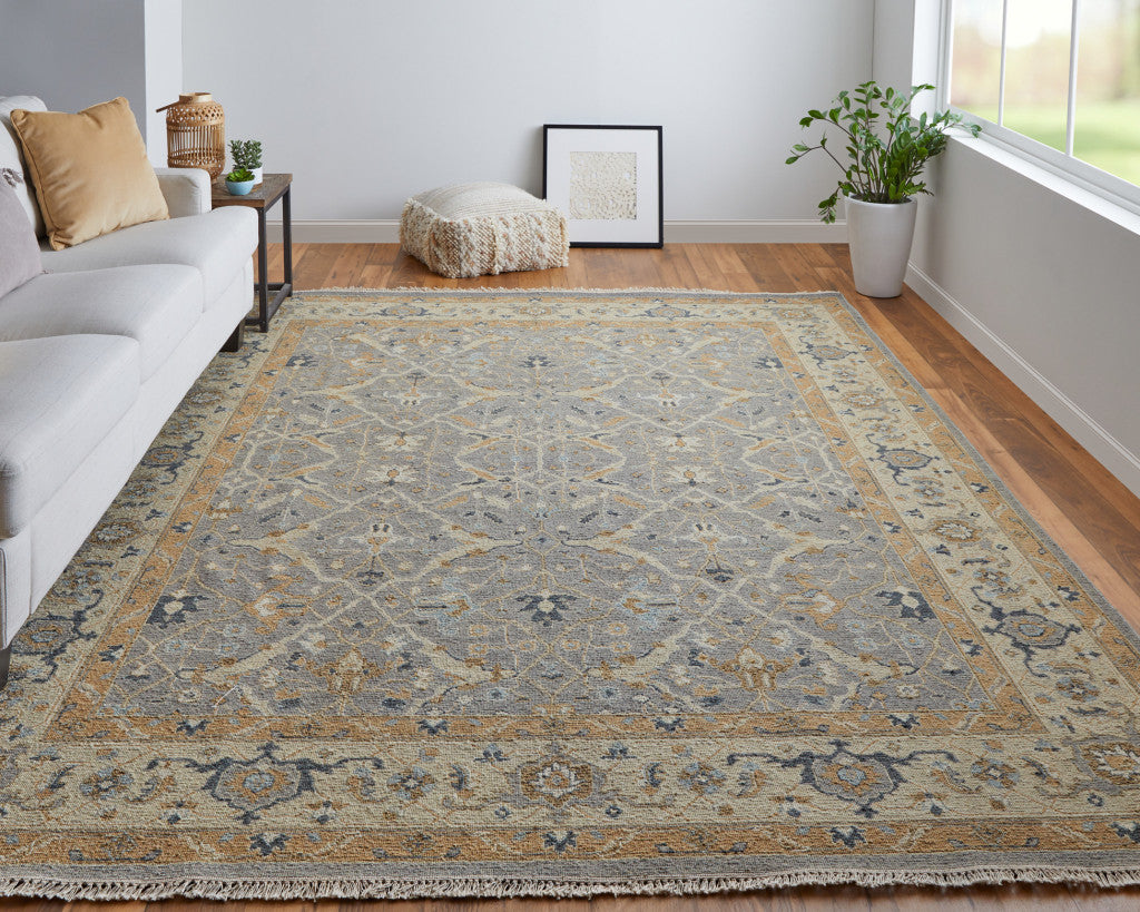 9-Foot x 13-Foot Hand-Knotted Wool Area Rug with Tassels for Elegant Homes