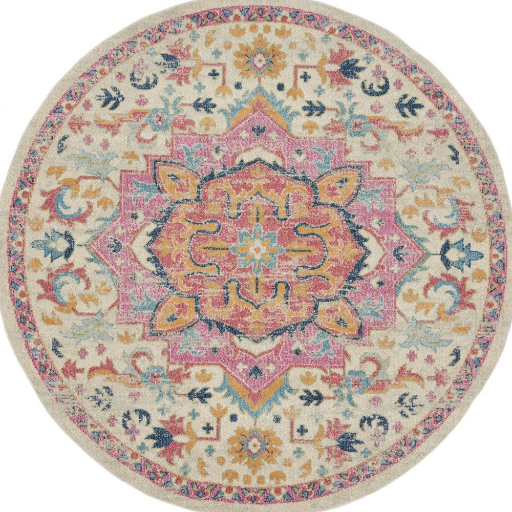 Stylish and Durable Southwestern Pink & Ivory Dhurrie Area Rug for Any Living Space