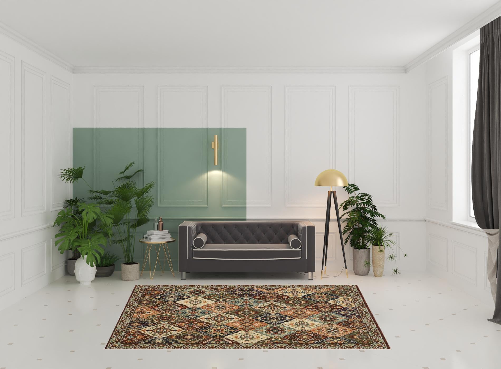 Exquisite Oriental Stain-Resistant Area Rug with Fringe, Ideal for Kids and Pet Spaces, Measuring 36 x 24 Inches