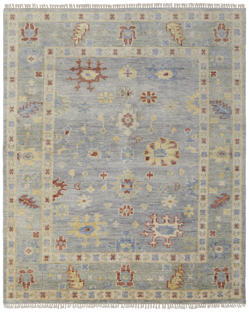 Fillmore Handmade Wool Rug - Traditional Floral Design in Rich Blue and Gray Tones