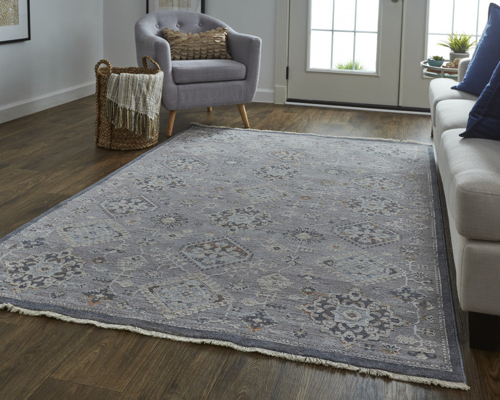 High - Quality Stain - Resistant Gray Floral Area Rug Crafted by Power Loom for Stylish and Comfortable Home Decor