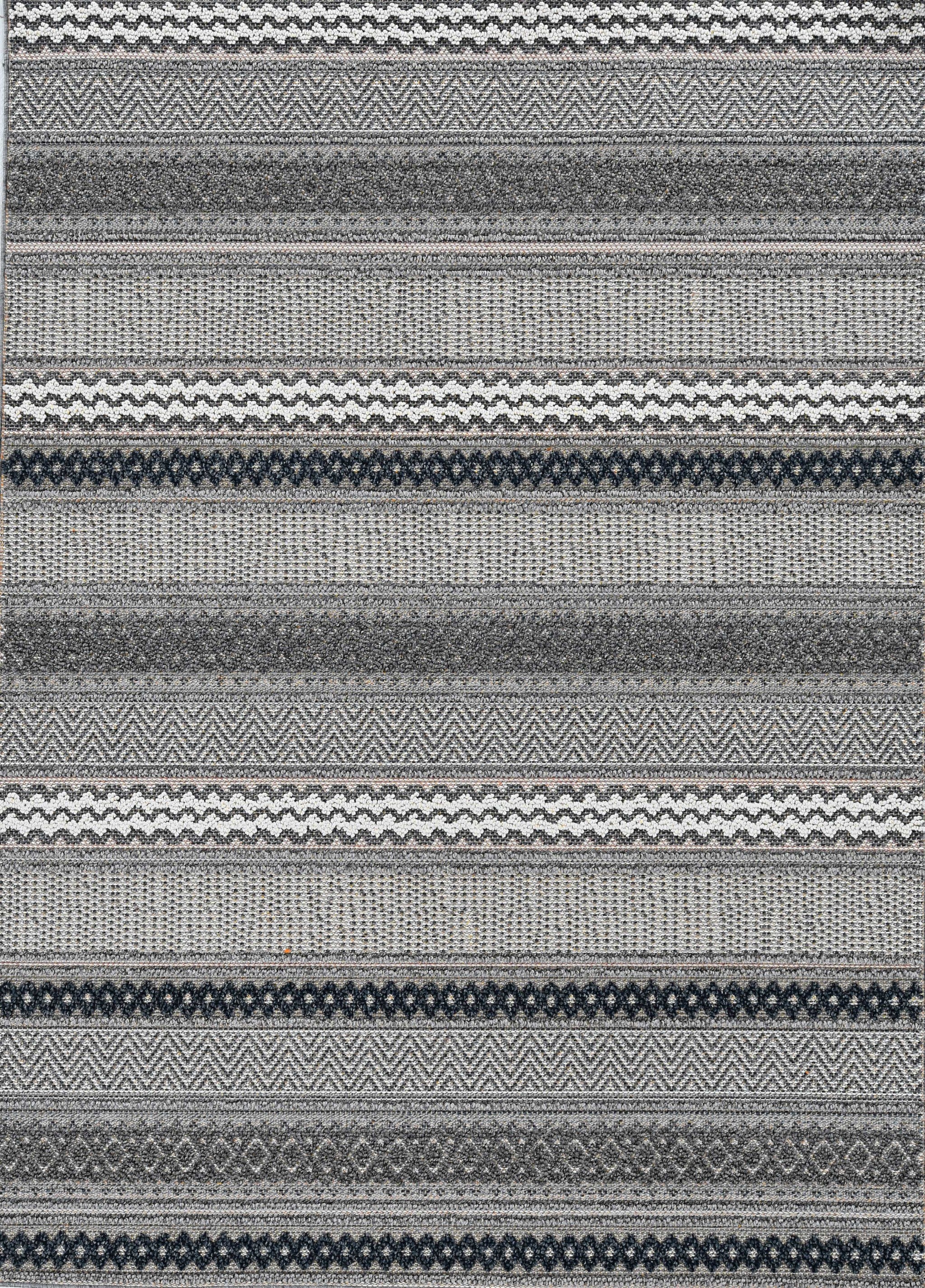 Elegant Gray and Ivory Southwestern Rug for Indoor & Outdoor Use