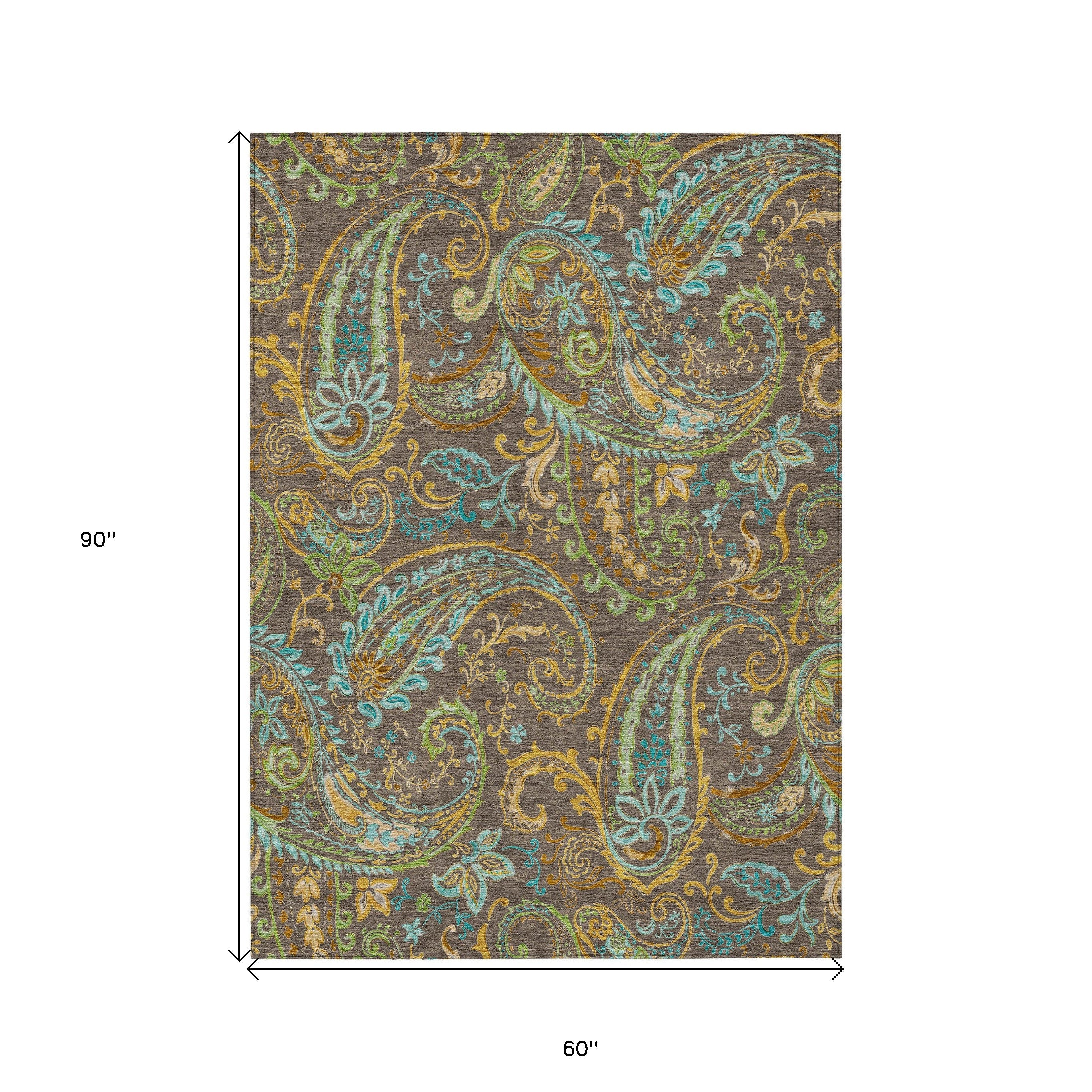 Stylish and Stain-Resistant Washable Outdoor Area Runner Rug with Paisley Pattern - Perfect for Spaces with Kids and Pets
