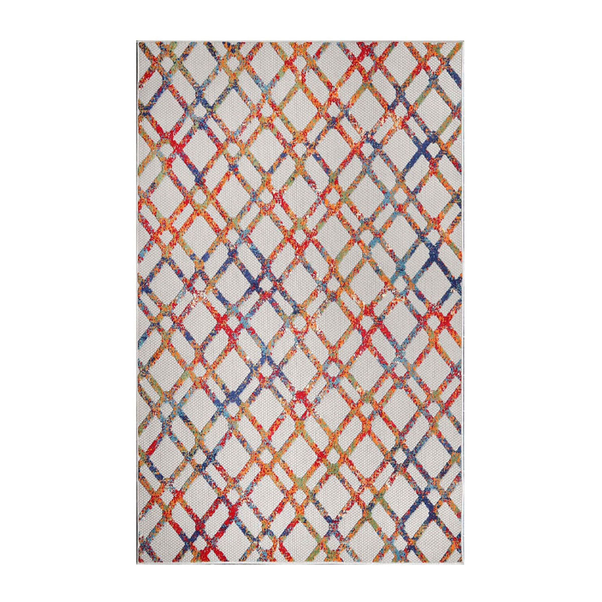 6' x 9' Stain-Resistant, Non-Skid Cream Geometric Area Rug for Indoor/Outdoor Use