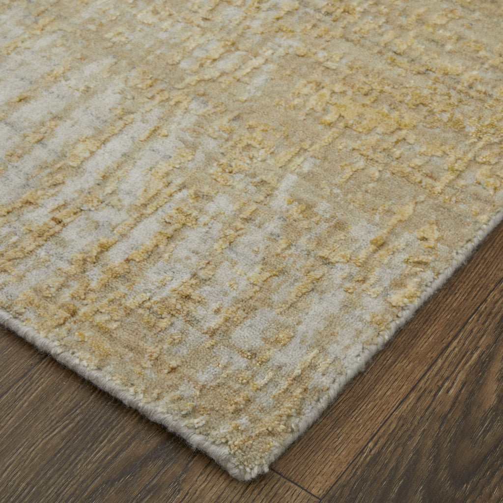 Exquisite Hand-Woven Abstract Area Rug in Ivory and Yellow for a Cozy Home