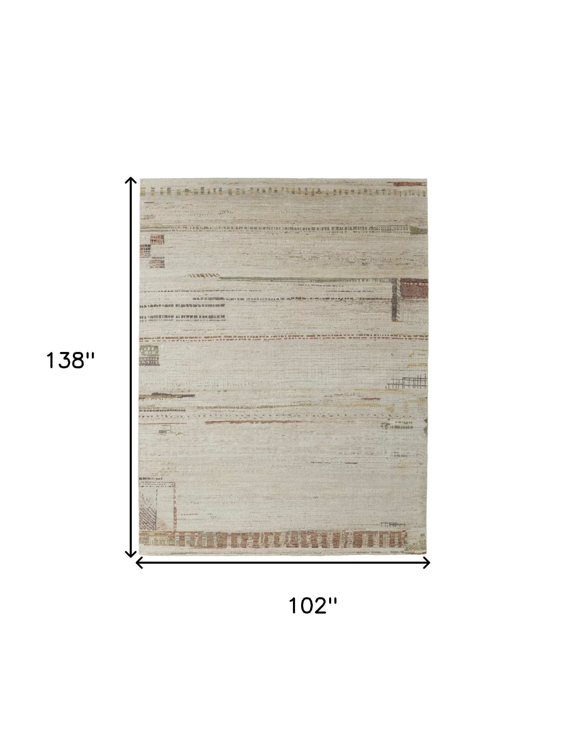 Stain-Resistant Hand-Knotted Gray Tan Green Wool Abstract Area Rug for Family Spaces