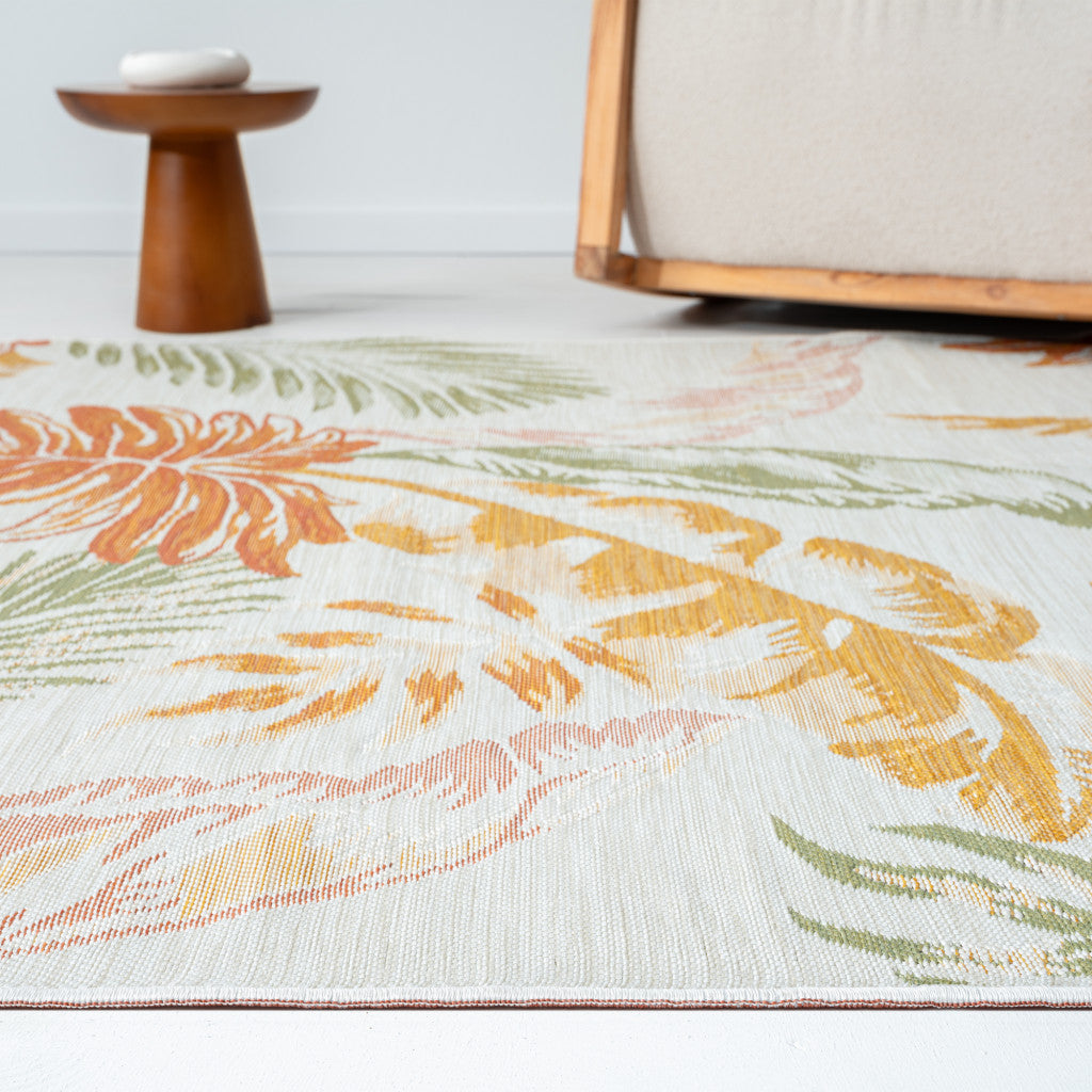 Stylish and Practical Indoor-Outdoor Area Rug with Palm Leaf Design - Stain Resistant, Ideal for Spaces with Kids and Pets