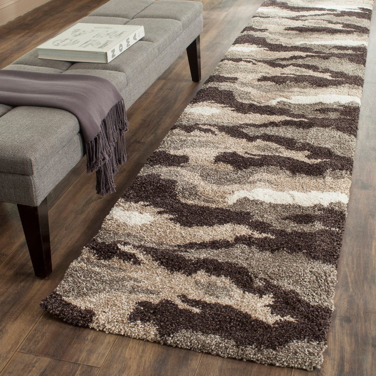 Safavieh Power Loomed Shag Rug with Natural Motifs in Earthy Tones for Stylish Home Decor