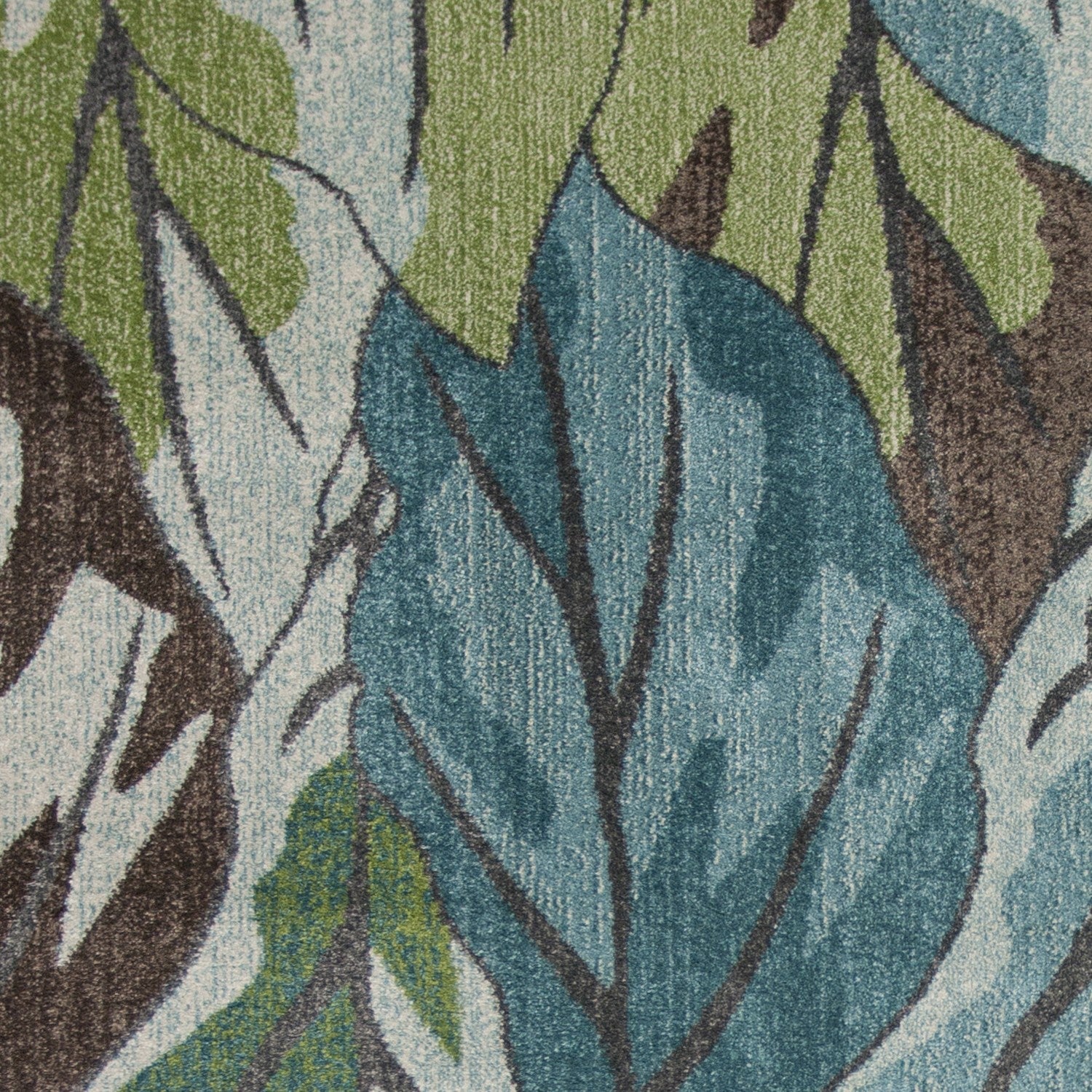 Stylish 3x5 ft Blue and Green Botanical Leaves Area Rug for Elegant Living Spaces