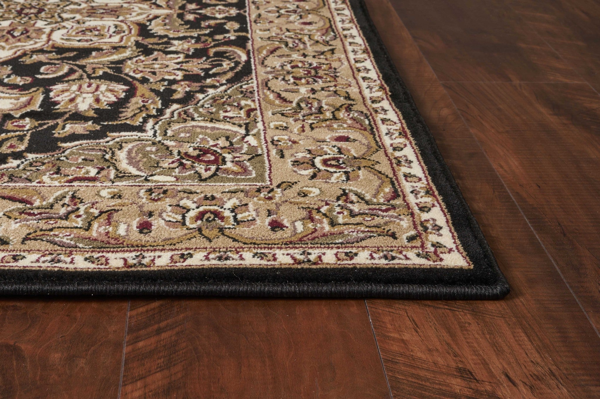 Exquisite Black/Beige Kashan Medallion Area Rug for Stylish Home Décor