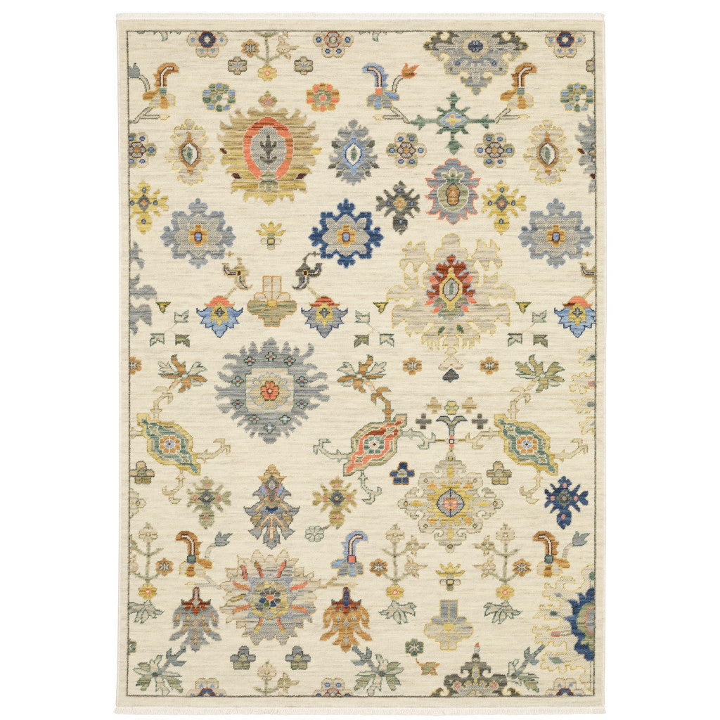 Stylish Fringed Stain-Resistant Oriental Area Rug for Kid and Pet-Friendly Homes