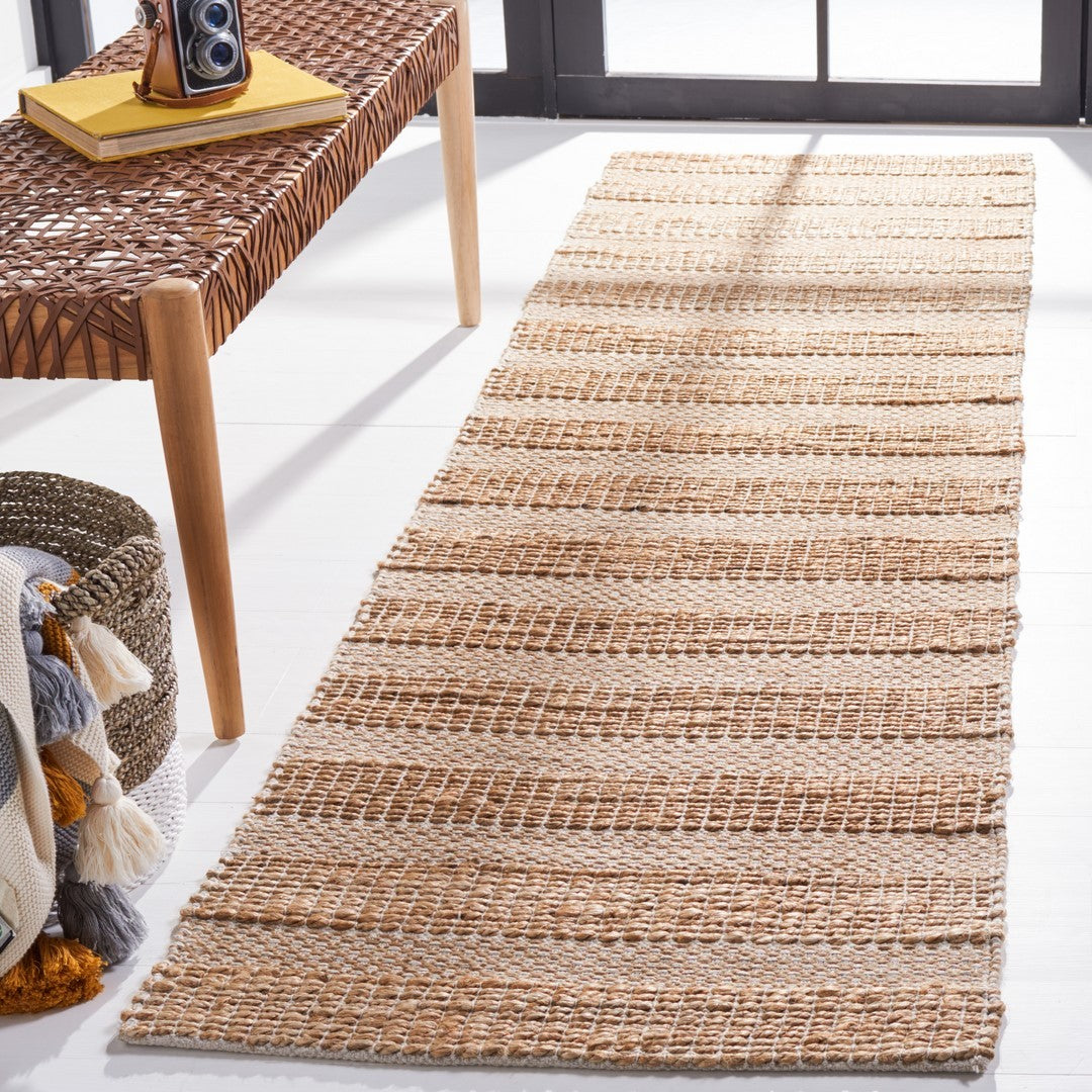 Stylish and Eco-Friendly 654 Flat Weave Rug Made of Jute and Cotton for Home Decor