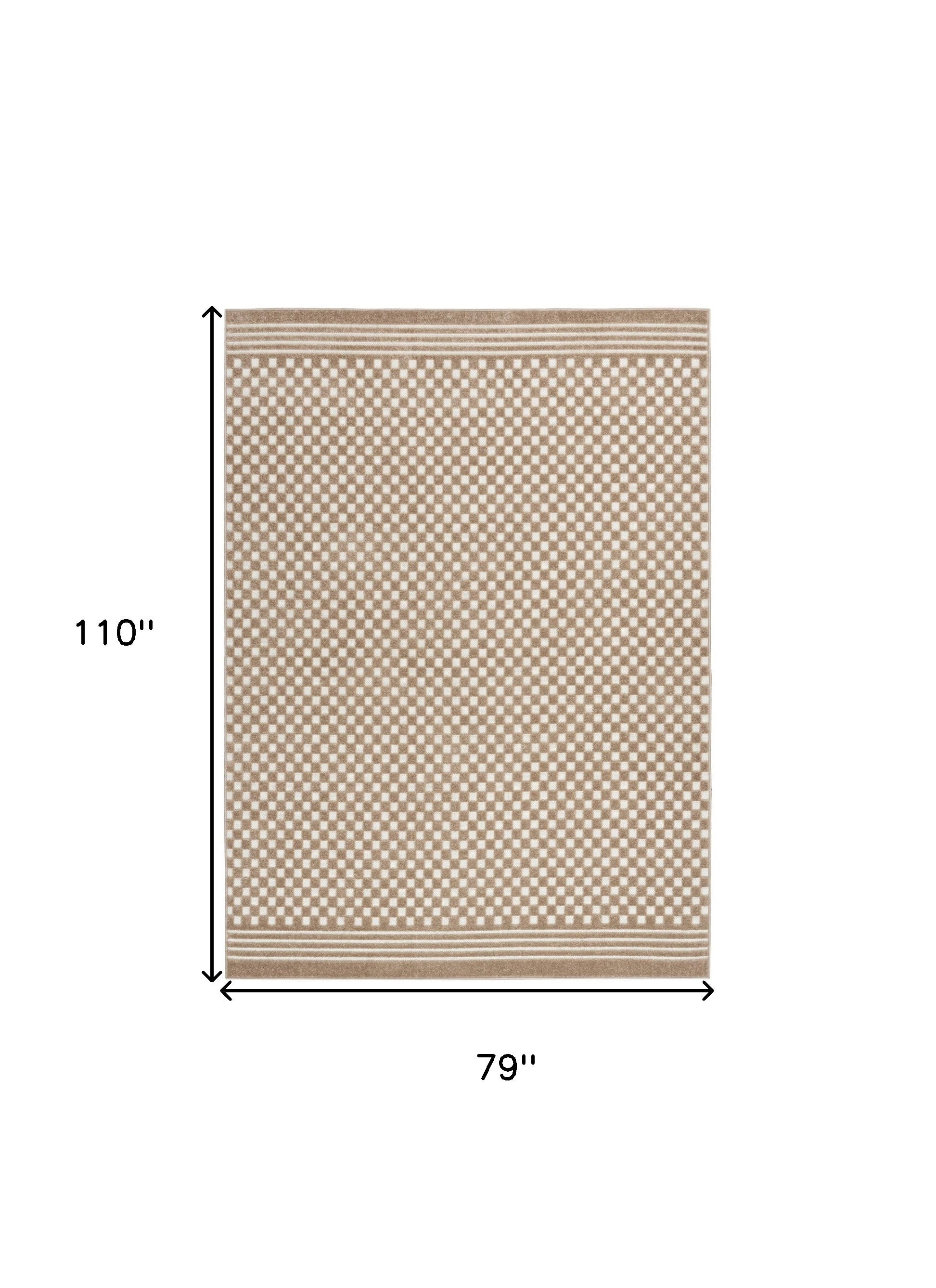 7' x 9' Stylish Brown Geometric Area Rug - Ideal Centerpiece for Room Decor