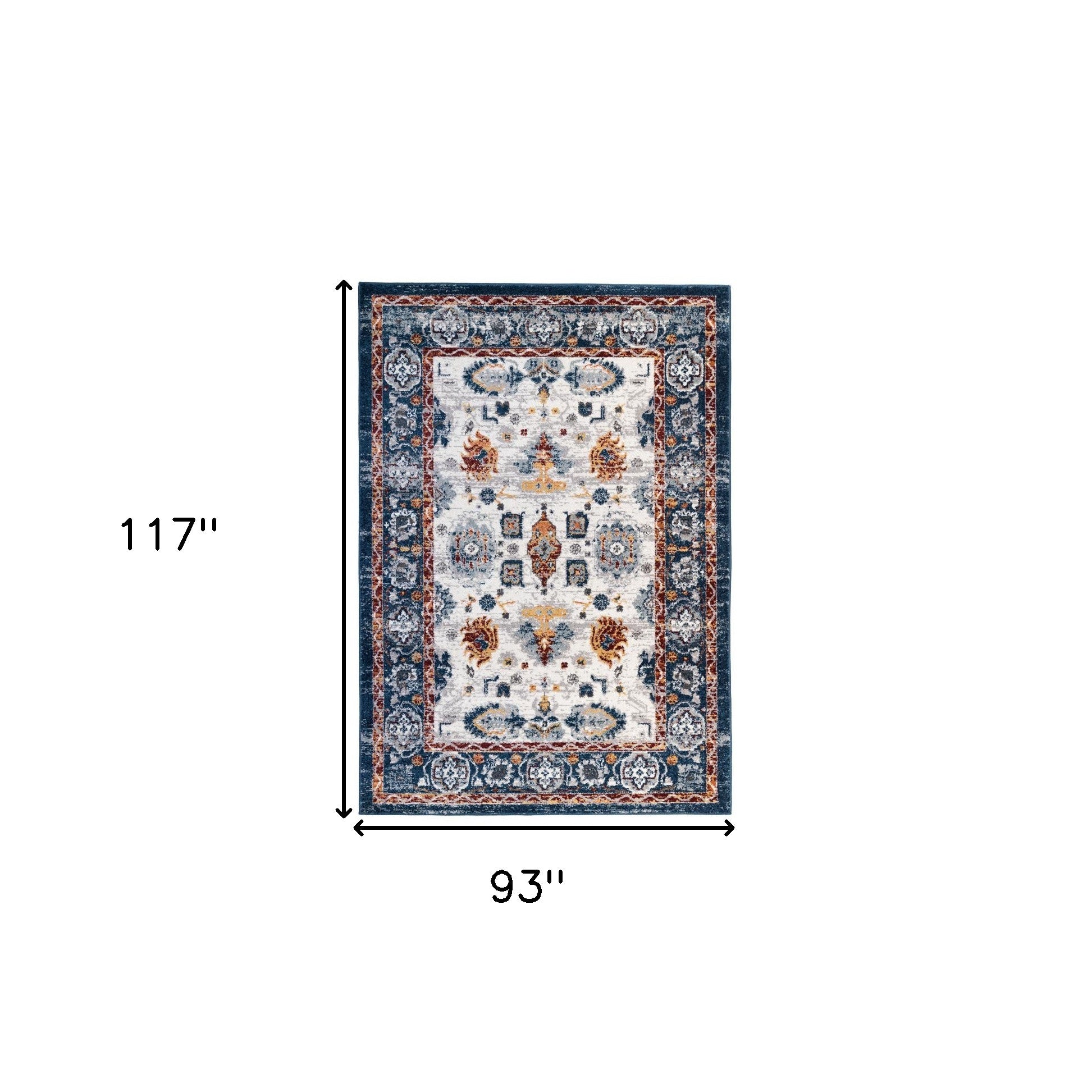 Ivory, Brown, and Orange Stain-Resistant Floral Power Loom Runner Rug