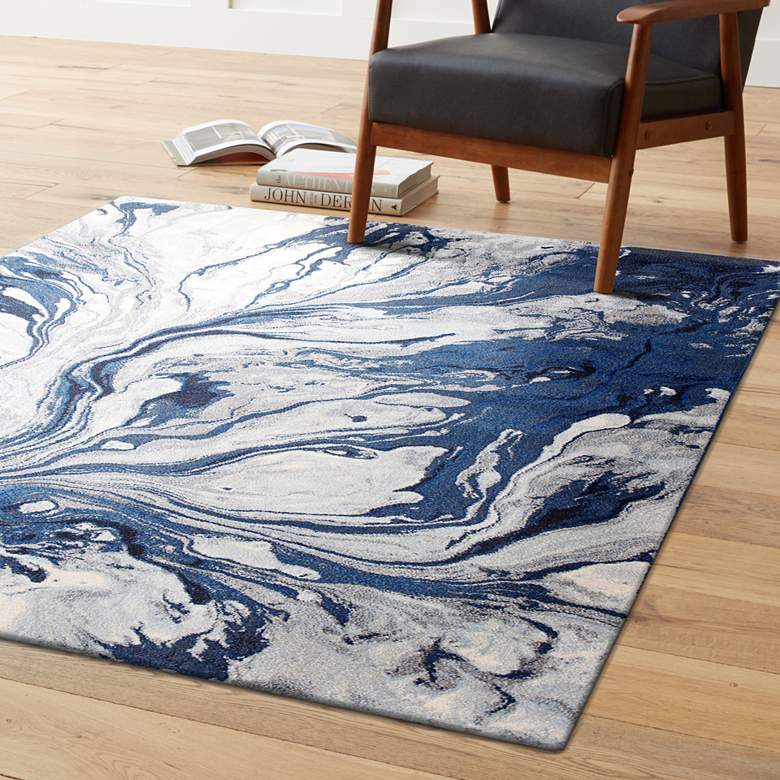 Exquisite Blue Machine-Woven Area Rug - Modern Mirage Collection for Stylish Homes