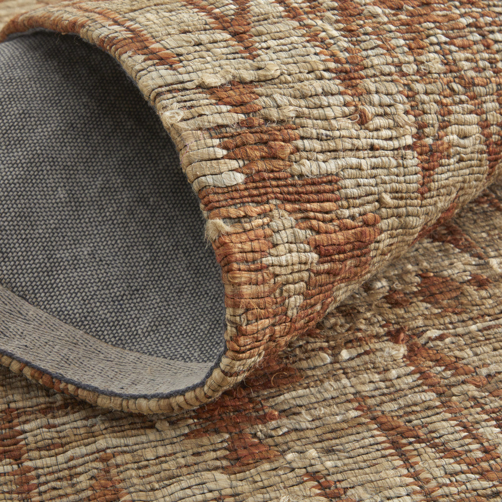 Artisan Hand-Woven Orange and Tan Geometric Area Rug for Cozy Homes