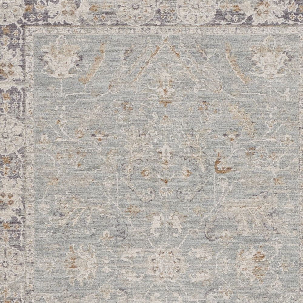 Stylish 4' x 6' Distressed Blue Floral Power Loom Area Rug for Room Decor