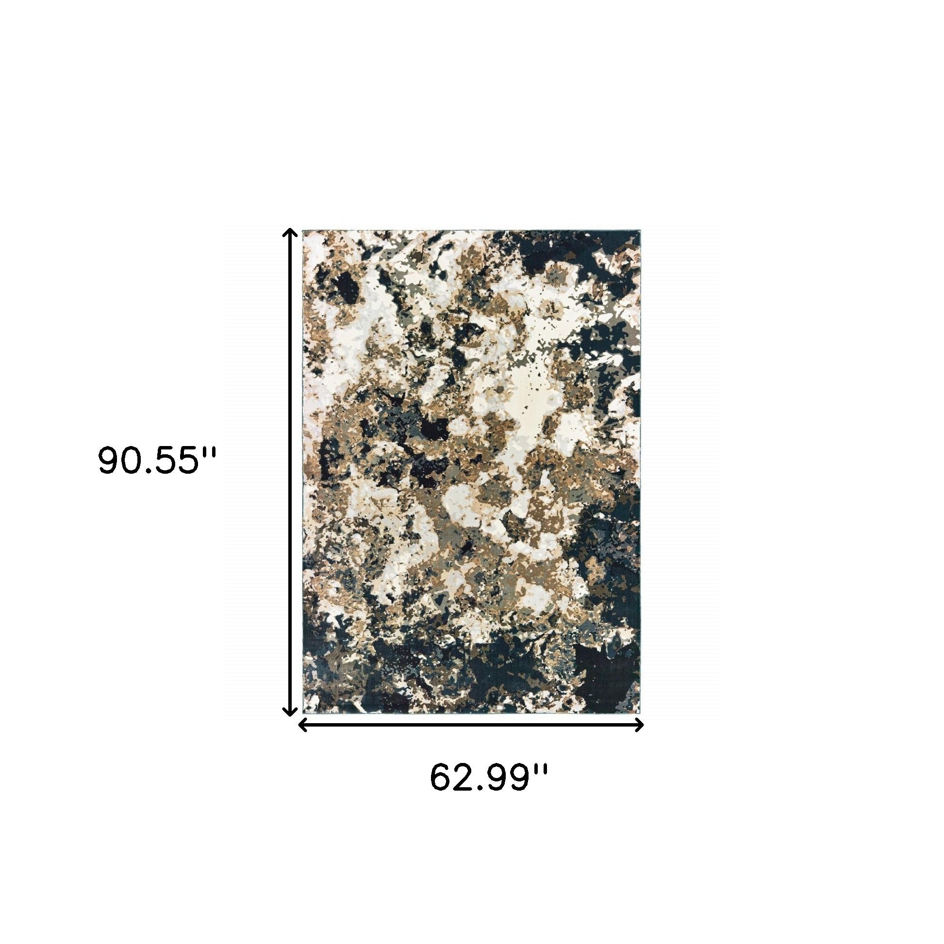 Soft-textured Ivory Navy Abstract Marble Indoor Rug for Sophisticated Home Decor