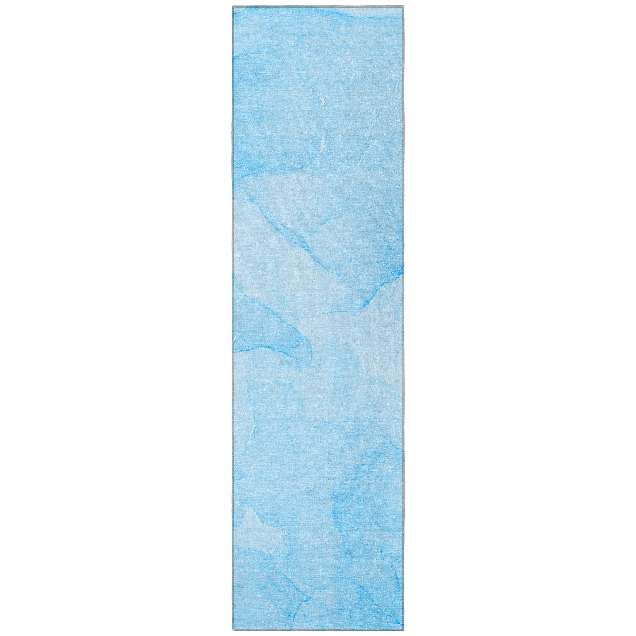 Stylish Blue Washable Abstract Runner Rug for Indoor & Outdoor Use, Stain-Resistant