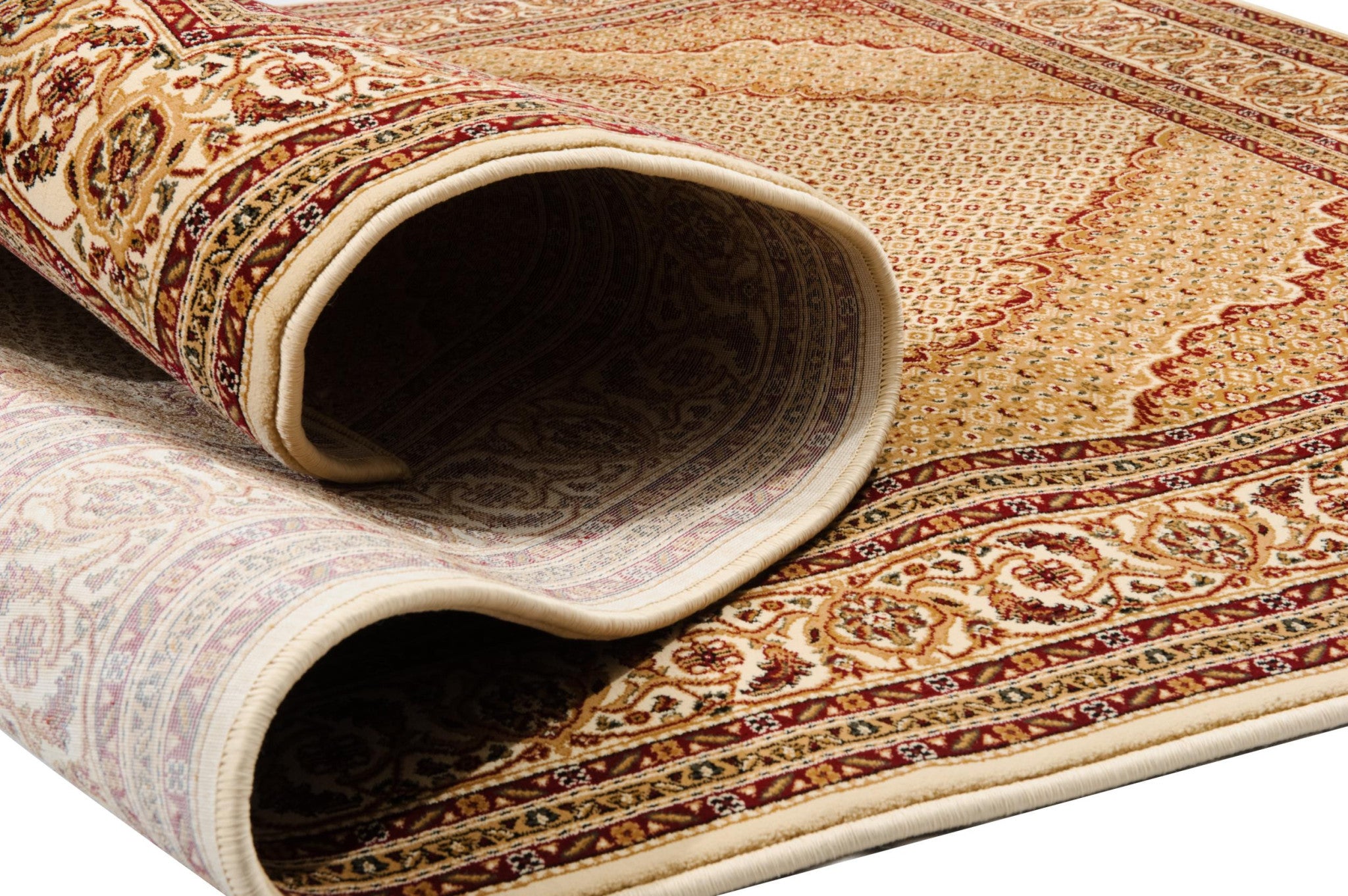 15-Foot Stain-Resistant, Pet-Friendly Beige and Ivory Oriental Power Loom Runner Rug